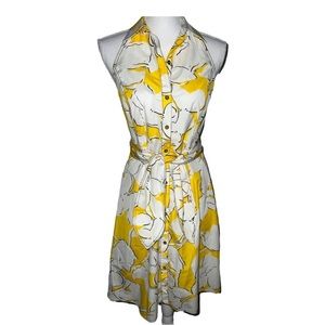 DVF floral Tenner halter dress with pockets yellow, white and black